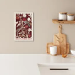 Vogel - Bordeaux - Bloemen - Bessen KitchenYeah - Keuken - Canvas klein -sfeer1
