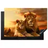 Leeuwen - Zonsondergang - Afrika - Savanne - Dieren Inductie beschermer vinyl 3mm klein -3d