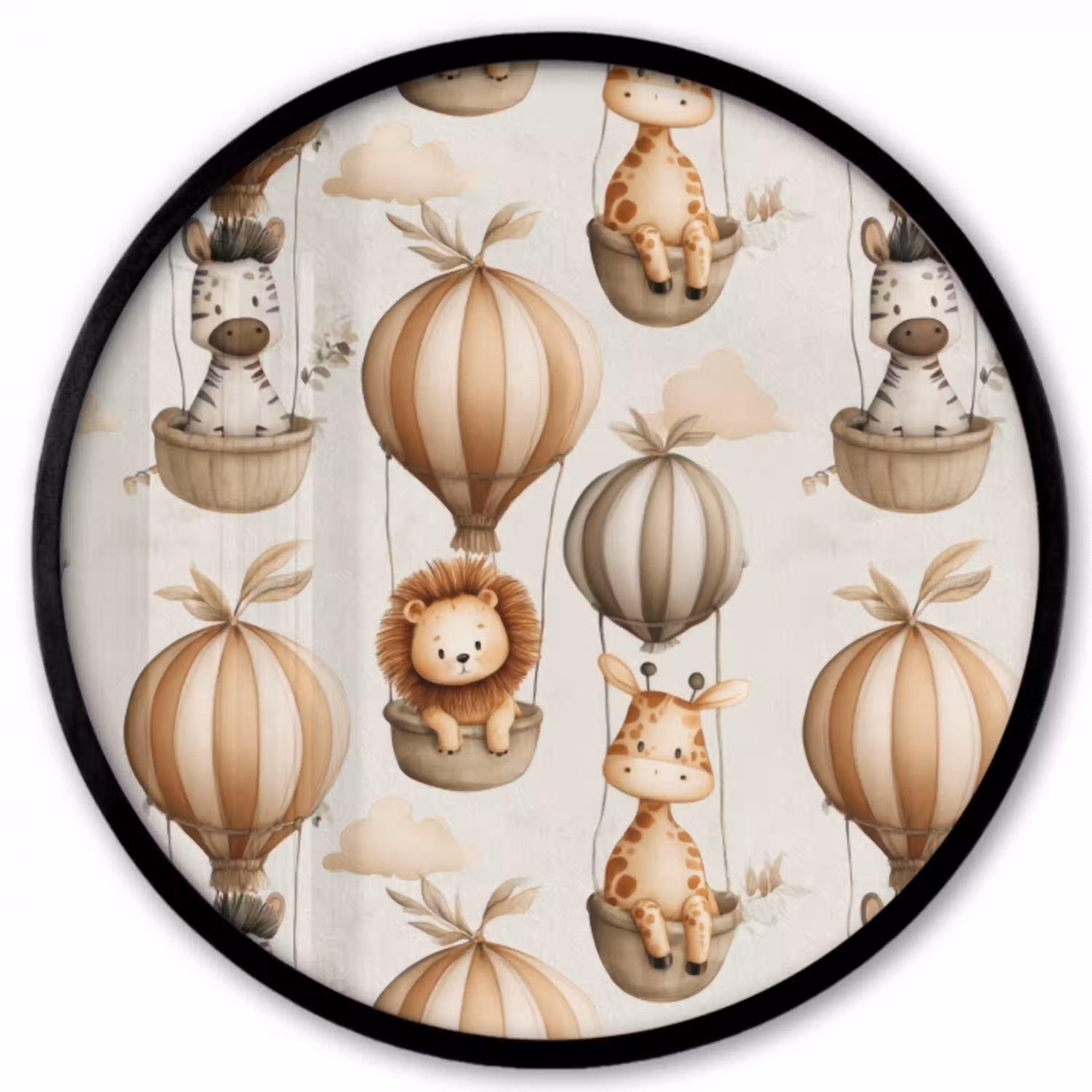 Safari - Luchtballonen - Taupe Fotolijst rond zonder passe partout klein 856 -3d