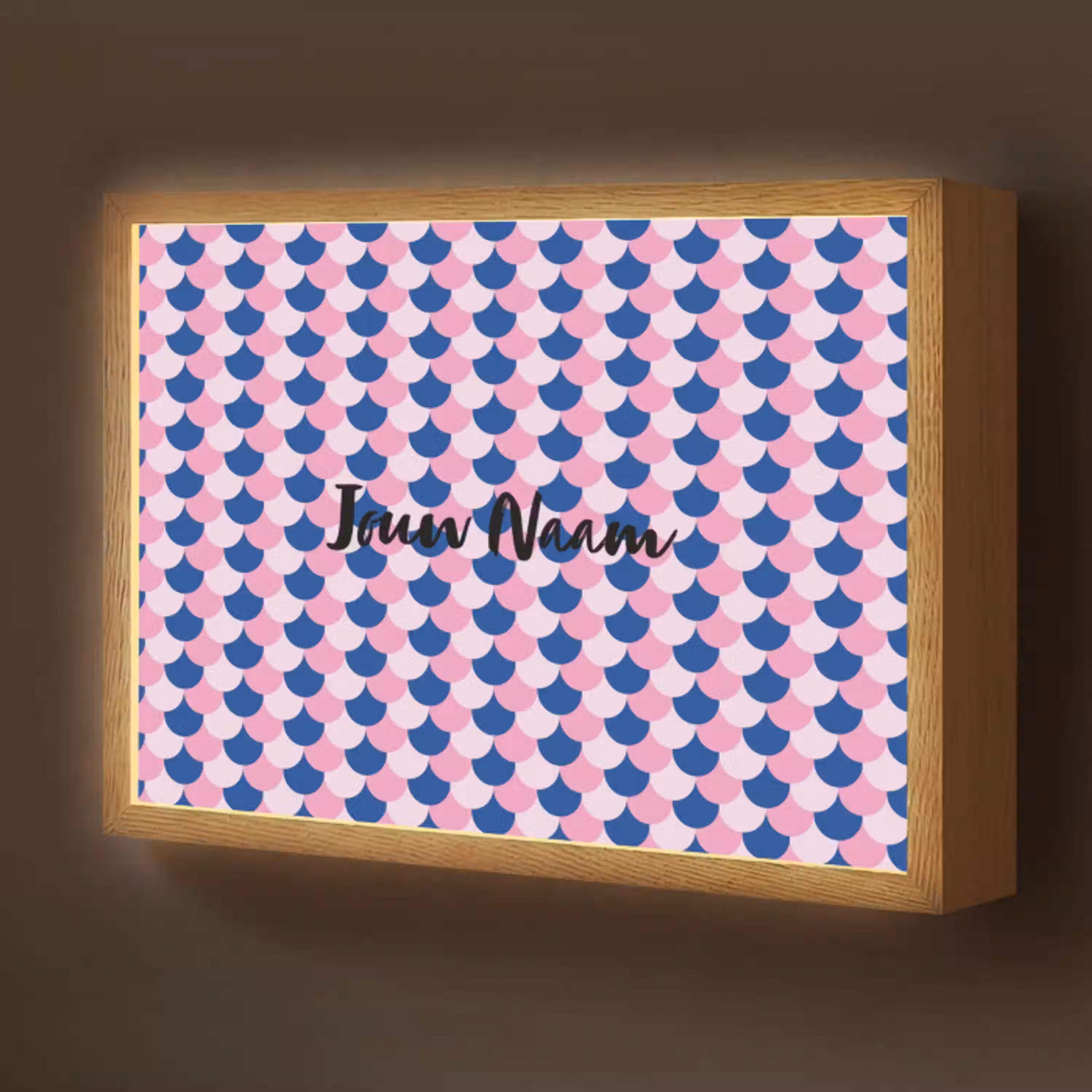 Schubben - Patroon - Blauw - Roze Light Box met batterij (Wandlamp kind) middel -z3d_website