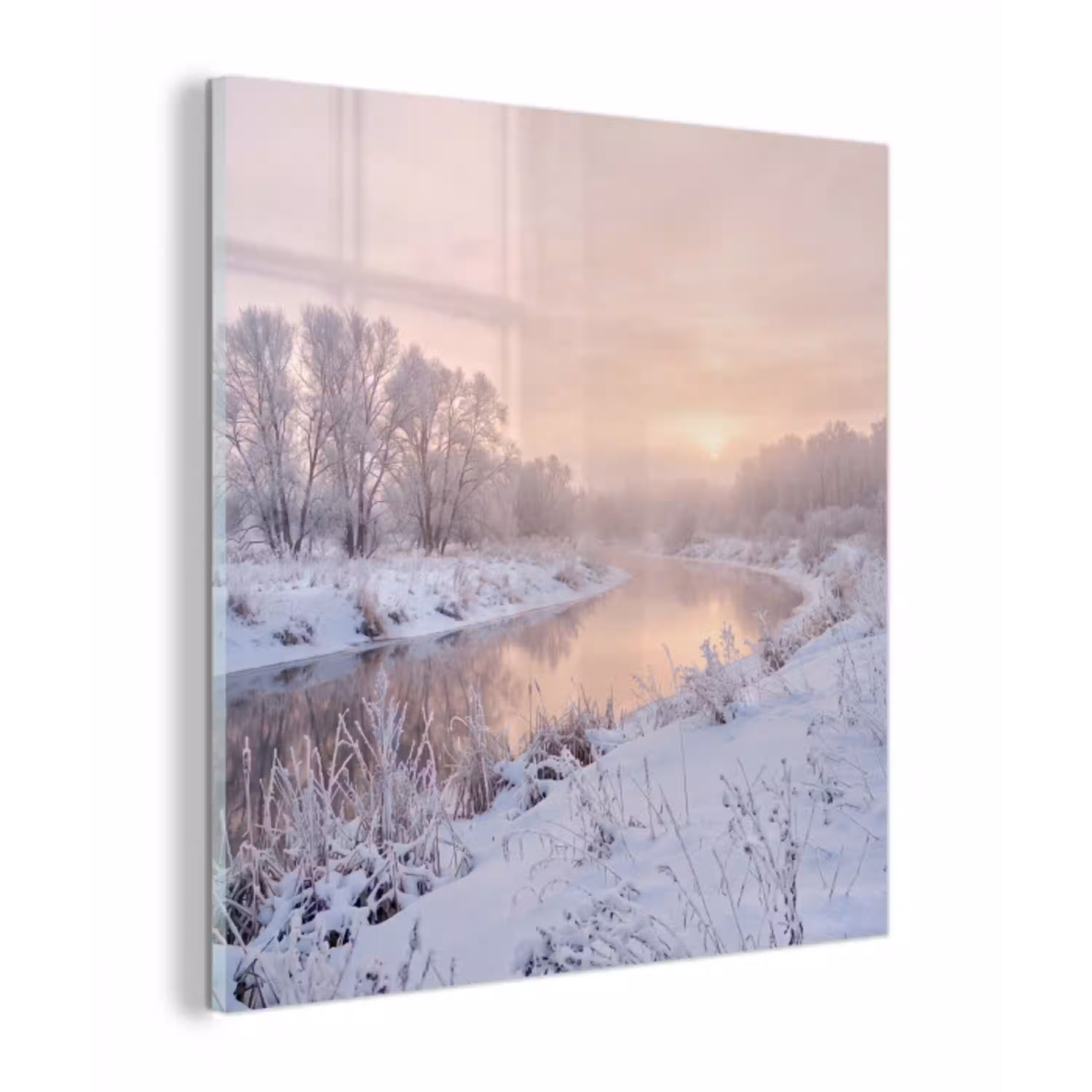 Rivier - Winter - Landschap - Sneeuw - Zonsopgang plexiglas 5mm klein -z3d
