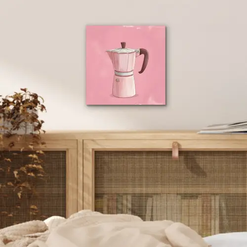 Roze - Mokkapot - Illustratie - Koffie aluminium wit klein -sfeer3