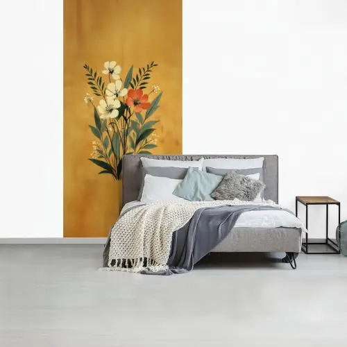 Bladeren - Boeket - Bloemen - Geel fotobehang vinyl groot -slaapkamer