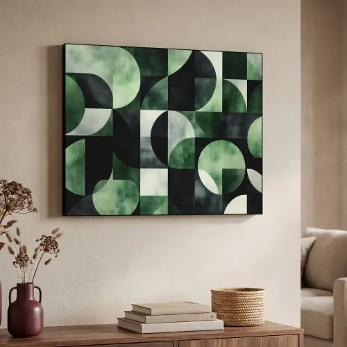 Abstract - Groen - Vormen Textielframe zwart klein -sfeer3