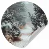 Bos - Winter - Bomen - Natuur - Pad - Sneeuw Wandcirkel behangsticker klein -3d