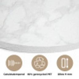 Minimalistisch - Wit - Grijze aders Akoestische PET Vilt - Rond klein 838 -closeup_NL