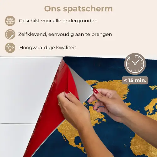 Wereldkaart - Goud - Donkerblauw keuken achterwand spatscherm klein -spatscherm_NL