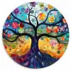 Kunst - Levensboom - Bloemen - Hippie Wandcirkel kunststof plaat 5mm dik klein -3d