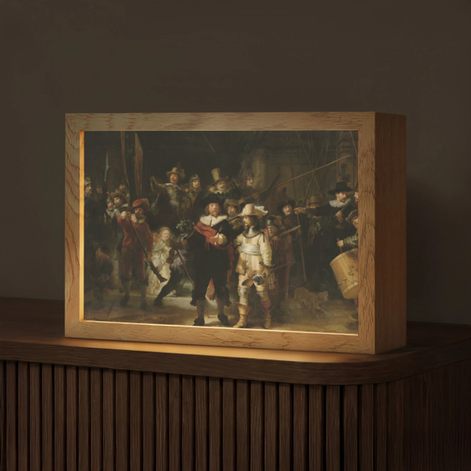 De Nachtwacht - Kunst - Oude meesters - Rembrandt Light Box met kabel (Tafellamp) klein -z3d_website