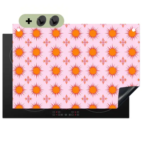 Zon - Patroon - Roze Inductie beschemer met haakjes klein 777 -3d