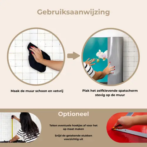Orchidee - Bloemen - Plant - Wit - Paars keuken achterwand spatscherm klein -gebruiksaanwijzing_NL