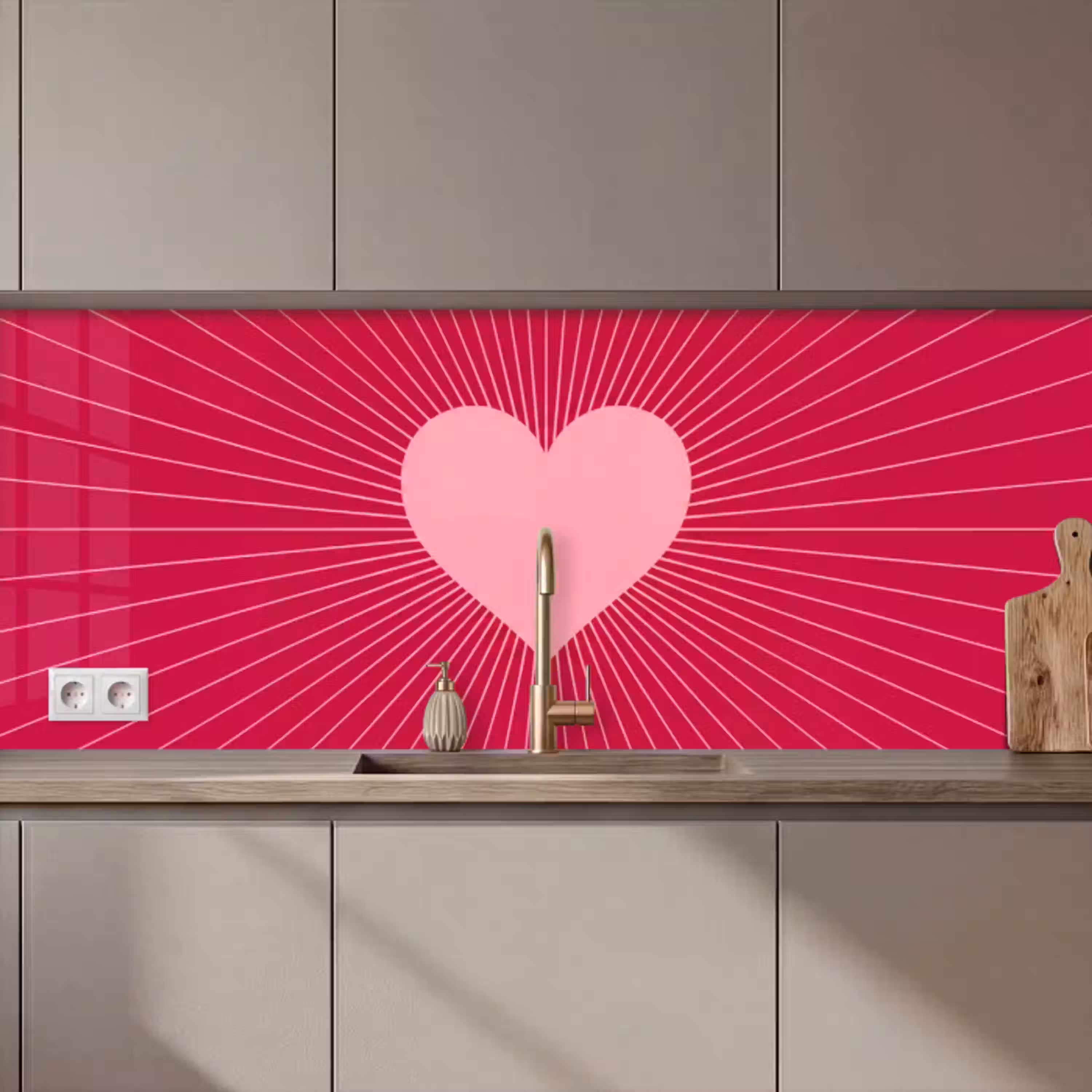 Hart - Stralen - Liefde - Abstract - Roze keuken achterwand 2 middel zz_3dshopping