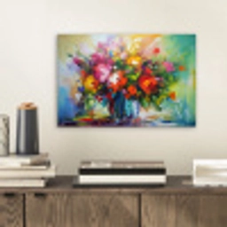 Bloemen - Kleurrijk - Bloempot - Olieverf aluminium wit klein -sfeer1