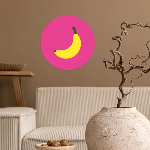 Banaan - Geel - Fruit Wandcirkel behangsticker klein -sfeer1