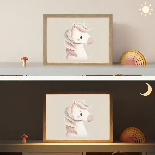 Pony - Minimalistisch - Pastel Light Box met batterij (Wandlamp kind) middel -sfeer3_kind