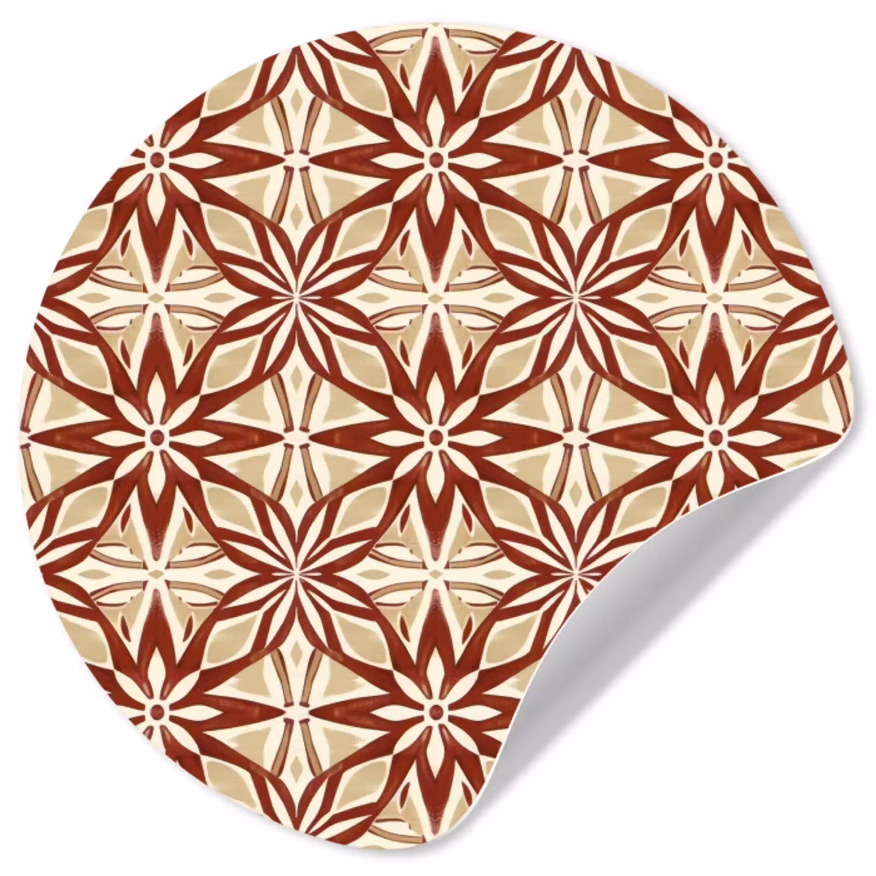 Bordeauxrood - Geometrisch - Tegel - Patroon Wandcirkel behangsticker klein 186 -3d