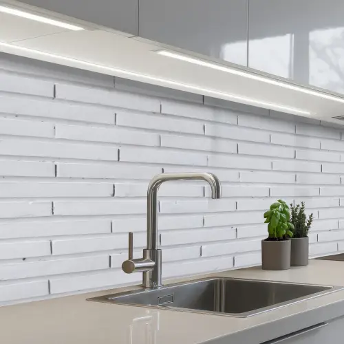 Bakstenen - Geverfd - Wit - Minimalistisch keuken achterwand 2 middel 871 -3d_schuin