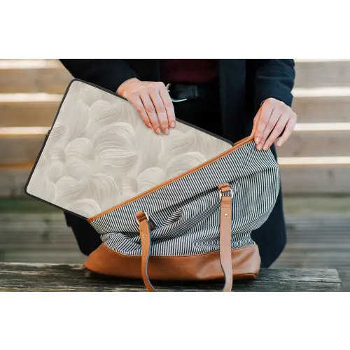 Lijnen - Waaier - Beige laptophoes neopreen klein 279 -tas