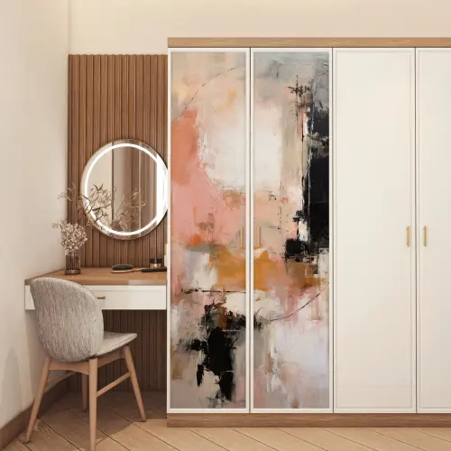 Kunst - Abstract - Beige - Verf deurposter klein -sfeer3