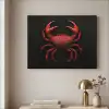 Krab - Rood - Vissen - Schaaldieren Textielframe zwart klein -sfeer2
