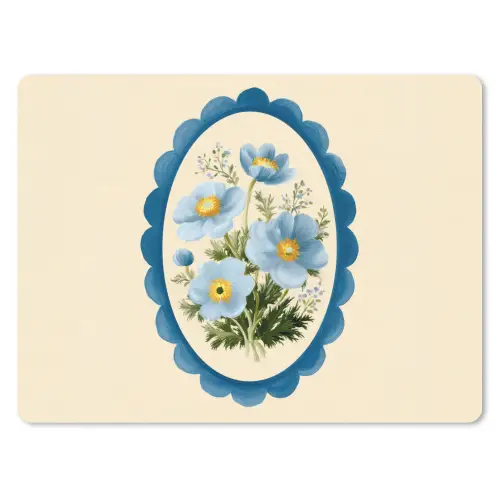 Lijst - Bloemen - Lichtblauw - Illustratie muismat rubber klein -3d