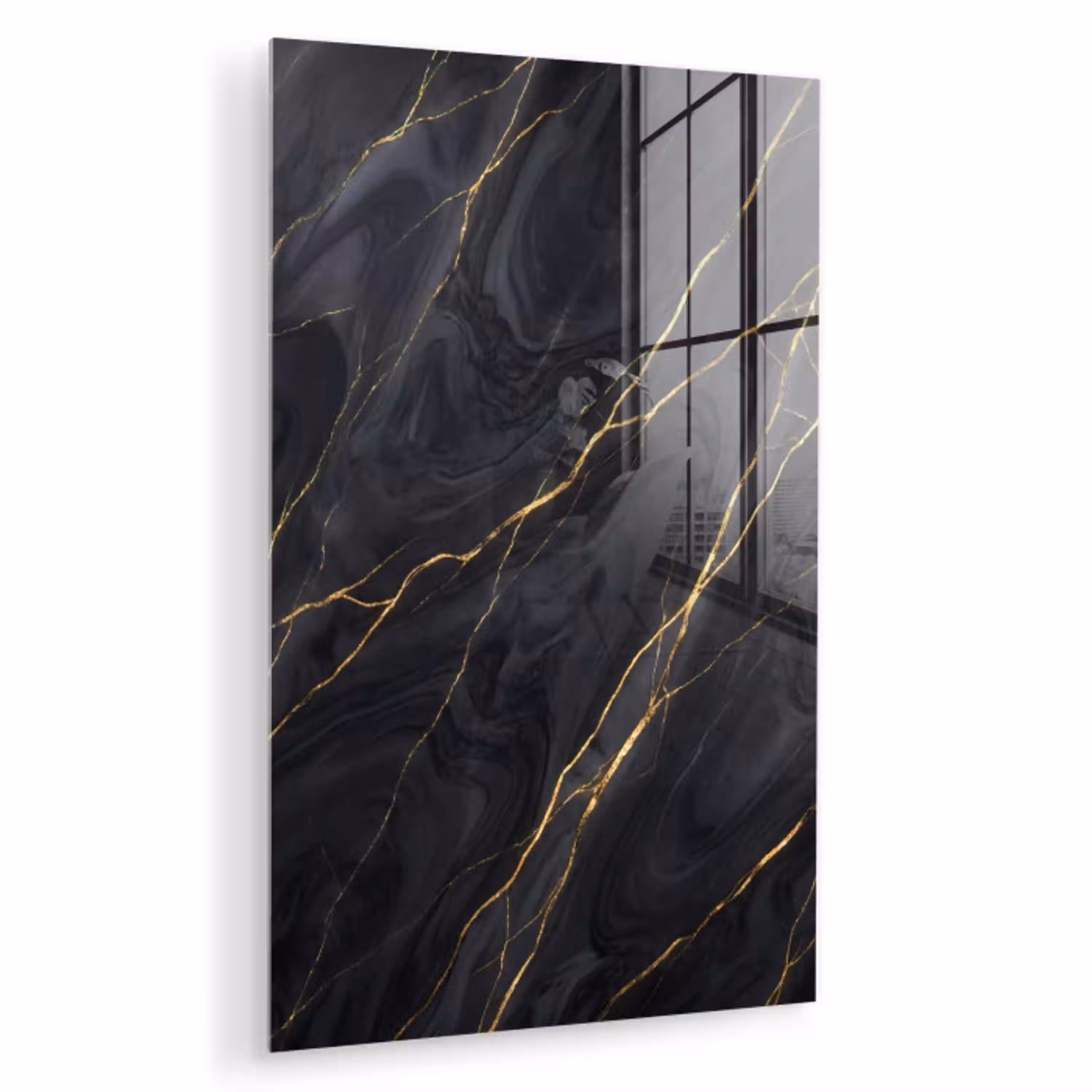 Marmer - Goudaders - Abstract - Modern - Zwart plexiglas 5mm klein -zzzproduct_nieuw