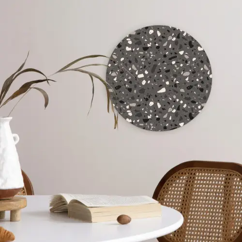 Terrazzo -  Patroon - Grijs Wandcirkel plexiglas klein 852 -sfeer4