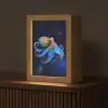 Octopus - Stippen - Blauw - Zee Light Box met kabel (Tafellamp) klein -z3d_website
