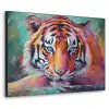 Tijger - Olieverf - Dieren - Kunst Textielframe zwart klein -3d