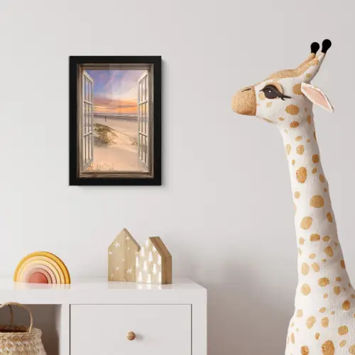 Doorkijk - Strand - Duinen - Natuur - Landschap fotolijst zwart zonder passe partout klein -usfeer4_kinderkamer