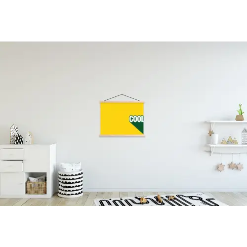 Cool - Geel - Groen textielposter latten blank klein -kinderkamer