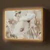 Bloemen - Winter - Wit - Sneeuw - Beige Light Box met batterij (Wandlamp) middel -z3d_website