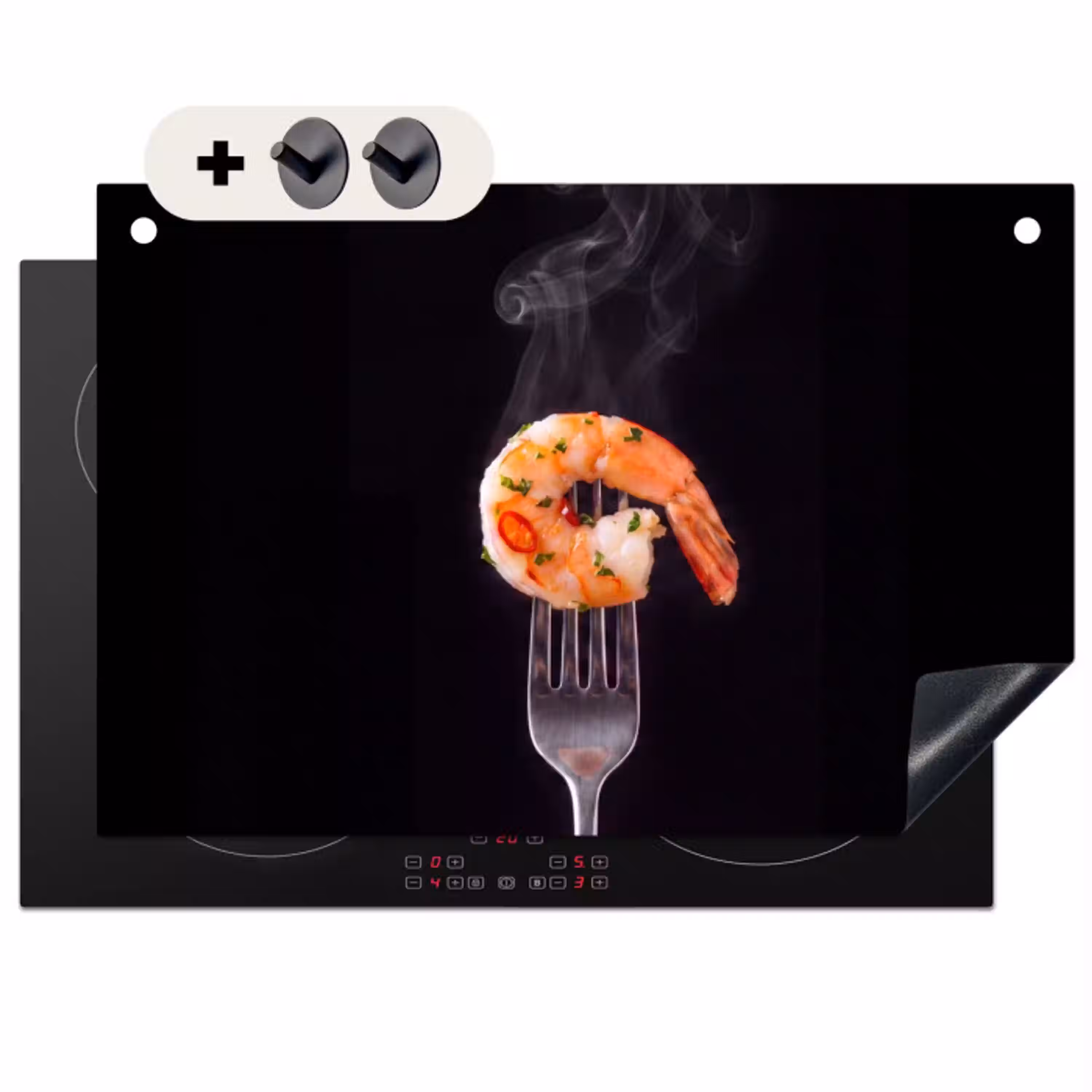 Eten - Garnaal - Vork Inductie beschemer met haakjes klein -3d