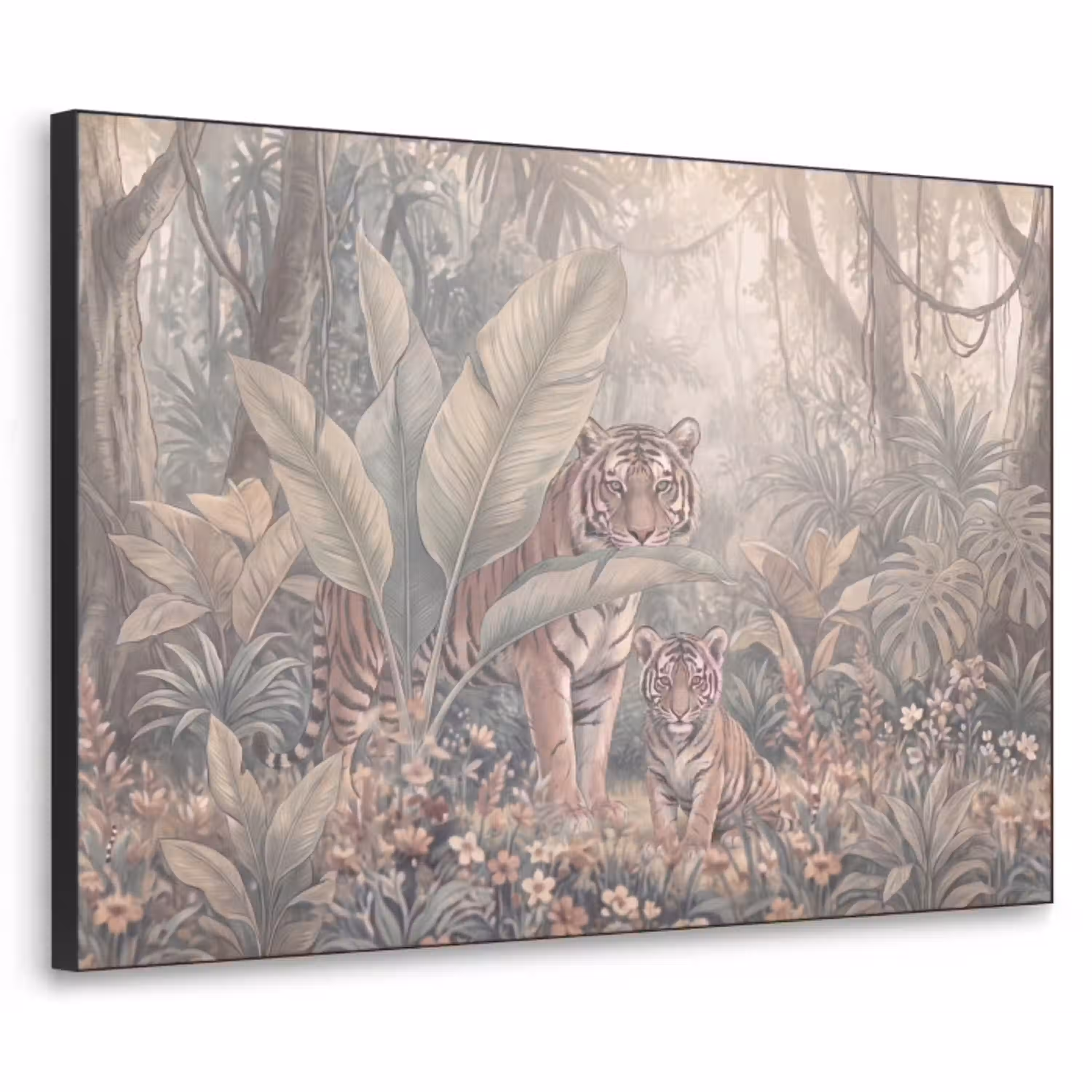Tijger - Welp - Jungle - Illustratie - Dieren Textielframe zwart klein -3d