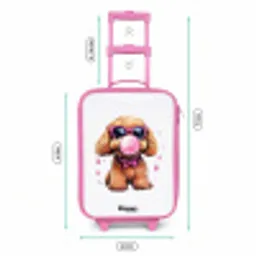 Bruine hond met roze bril en kauwgombal Kinderkoffer - Roze klein -productfoto_formaten