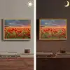 Zonsondergang - Klaprozen - Rood - Bloemen - Veld - Natuur Light Box met batterij (Wandlamp) middel -sfeer3