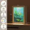 Bladeren - Groen - Schilderij - Abstract Light Box met kabel (Tafellamp) klein -USP_NL