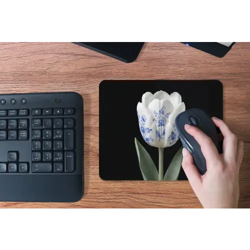 Tulp - Patroon - Blauw muismat rubber klein -toetsenbord