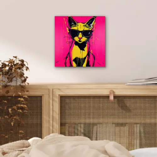 Kat - Art - Zonnebril - Roze aluminium wit klein -sfeer3
