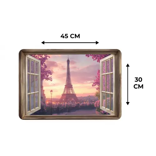 Doorkijk - Parijs - Eiffeltoren - Roze - Kersenbloesem Placemat vinyl groot -specs