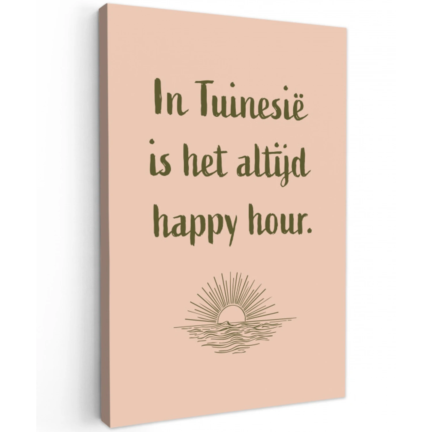 Tuin - Roze - Quote - Zon Tuinposter op houten frame 2 cm dik klein -3d