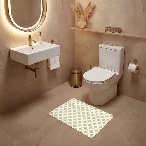 Symmetrisch - Motief - Beige WCmat klein 1009 -sfeer3