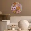 Schilderij - Bloemen - Rustiek - Roze Akoestische PET Vilt - Rond klein -sfeer1