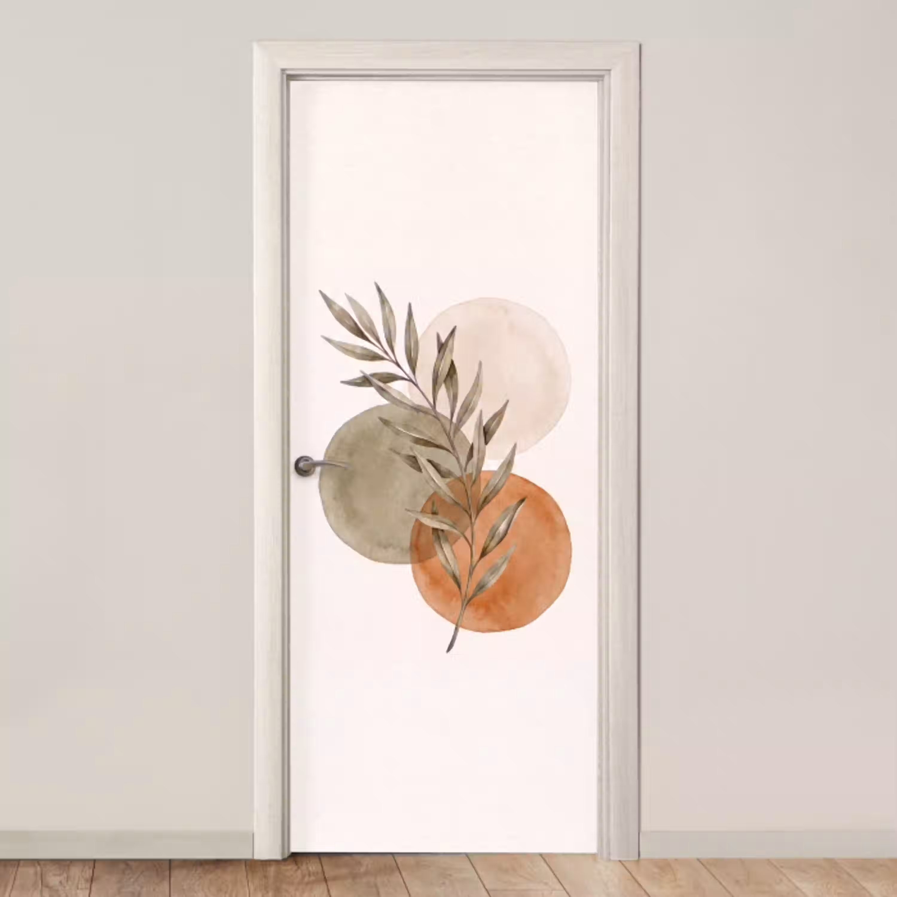 Plant - Cirkels - Abstract deurposter klein -3d_beige