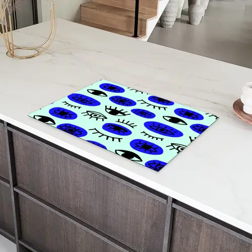 Patroon - Oog - Mint - Blauw Inductie beschermer vinyl 3mm klein 276 -sfeer8