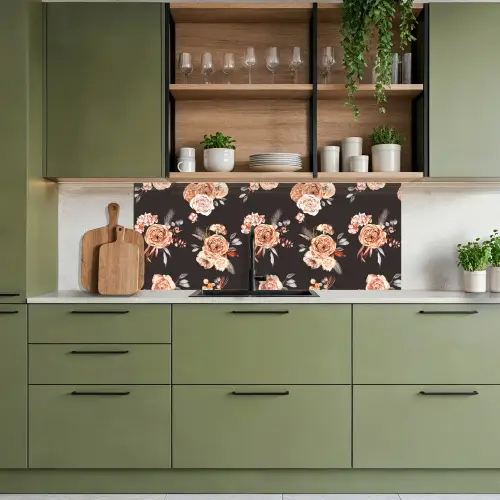 Patronen - Rozen - Zwart keuken achterwand 2 middel 871 -sfeer3
