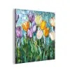 Mozaïek - Veld - Tulpen - Kleurrijk aluminium wit klein -3d