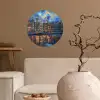 Grachten Amsterdam - Huizen - Stad - Kleurrijk Wandcirkel behangsticker klein -sfeer1