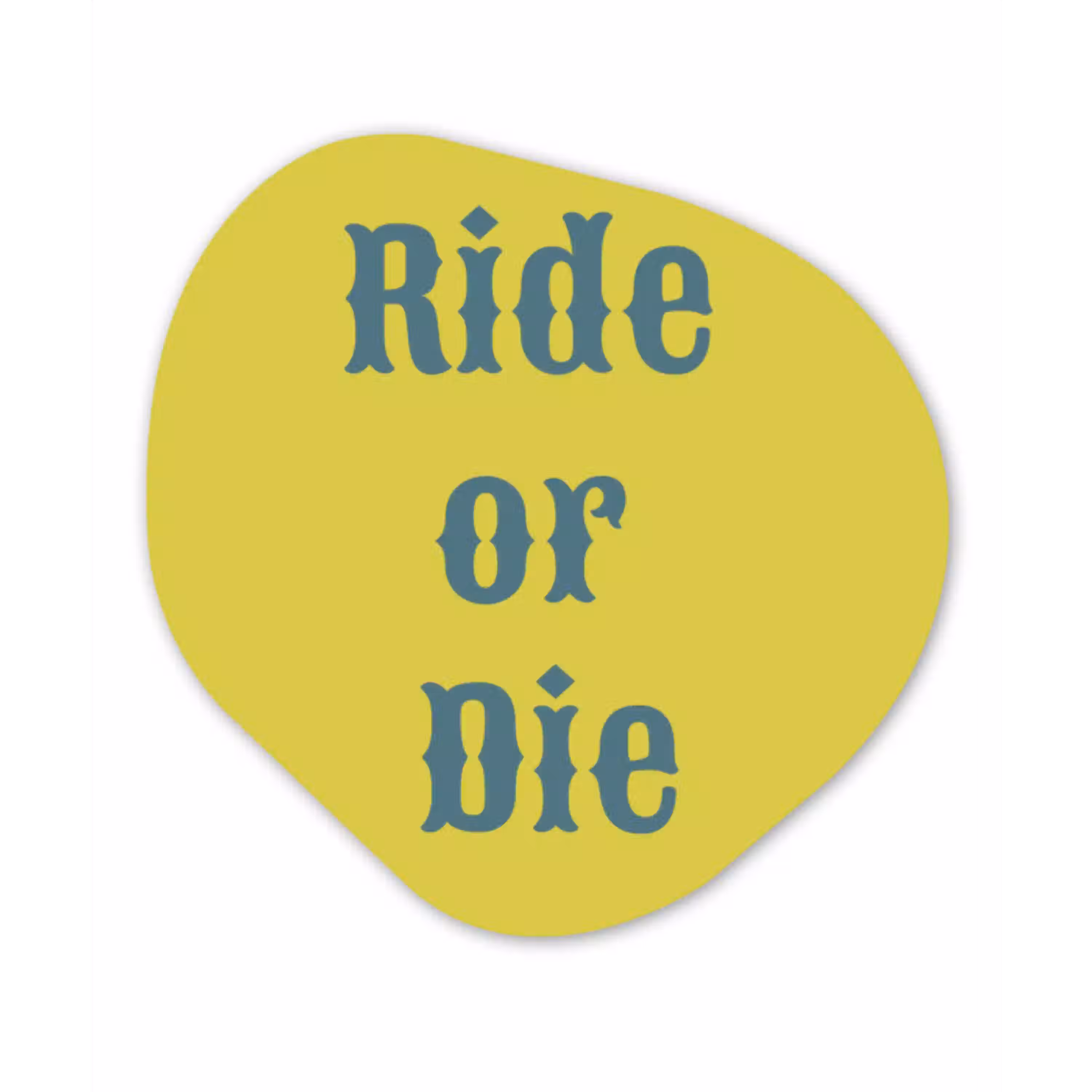 Ride or die - Geel - Blauw Wandcirkel Organisch Forex 3mm klein -3d