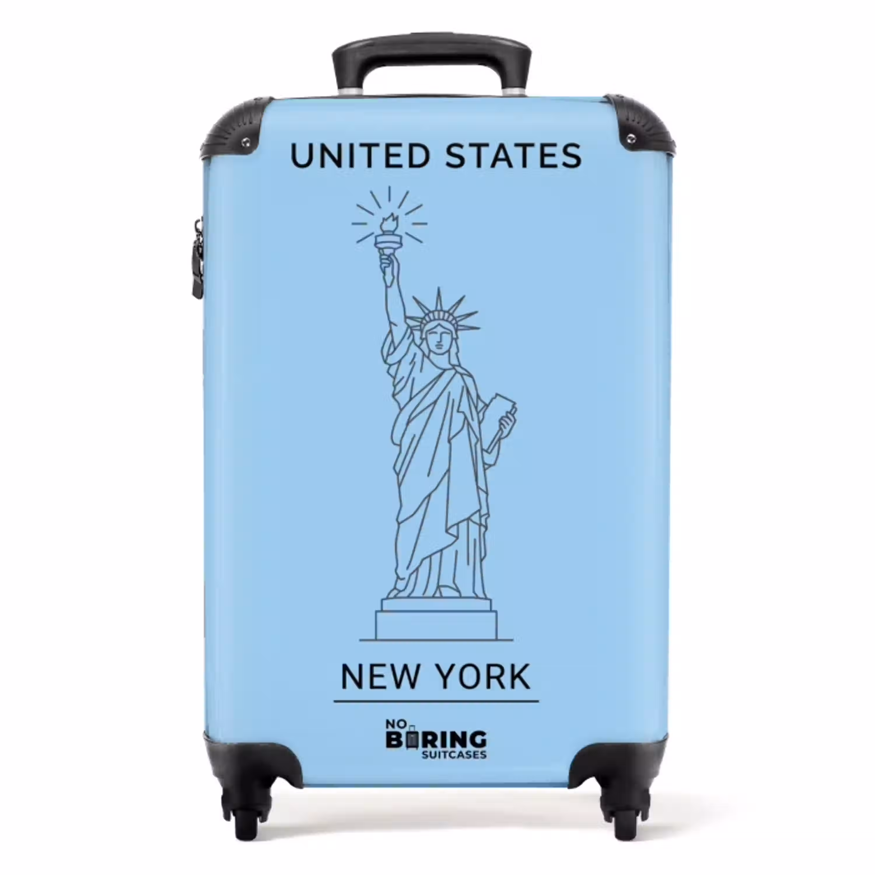 Monument - Vrijheidsbeeld - New York - Minimalistisch - Blauw NBS - Handbagage koffer - Volwassenen Unisex middel -productfoto_recht